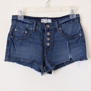 Free People Distressed Jean Short Shorts Leg Slit 24 NWOT